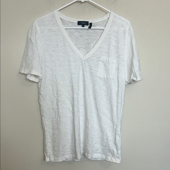 524. Theory Women's White V-Neck Tee - Picture 6 of 7
